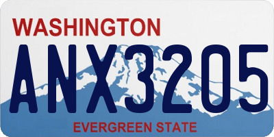 WA license plate ANX3205