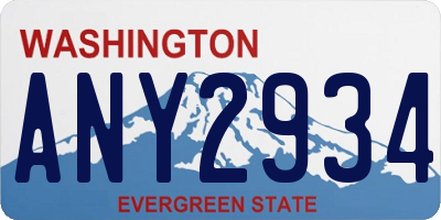 WA license plate ANY2934