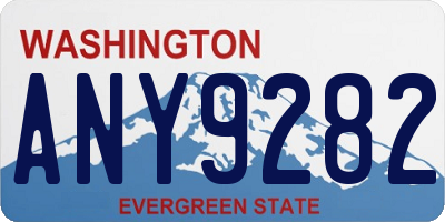 WA license plate ANY9282