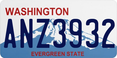WA license plate ANZ3932