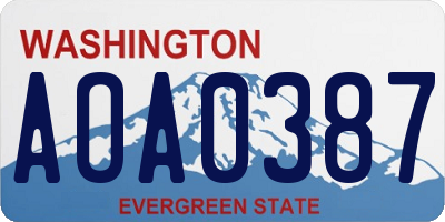 WA license plate AOA0387