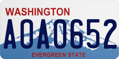 WA license plate AOA0652