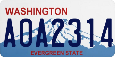 WA license plate AOA2314