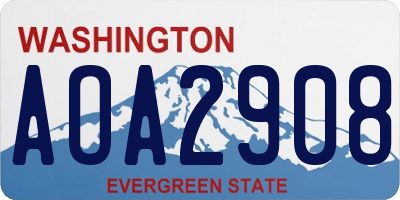 WA license plate AOA2908