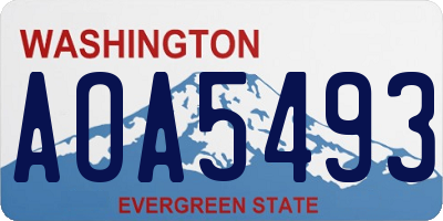 WA license plate AOA5493