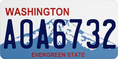 WA license plate AOA6732