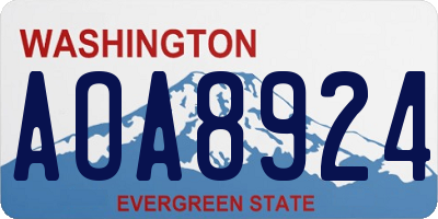 WA license plate AOA8924
