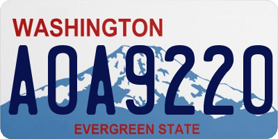 WA license plate AOA9220