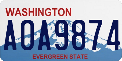 WA license plate AOA9874