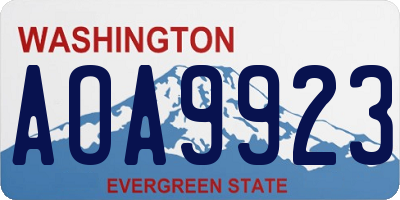 WA license plate AOA9923