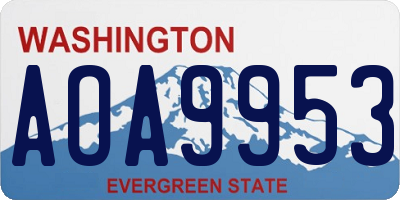 WA license plate AOA9953