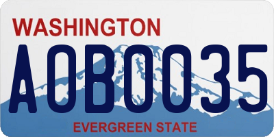 WA license plate AOB0035