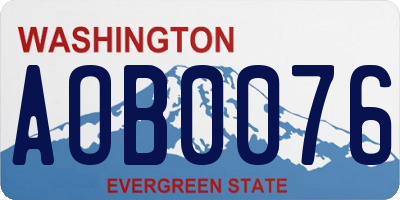 WA license plate AOB0076