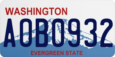 WA license plate AOB0932
