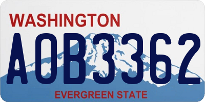 WA license plate AOB3362