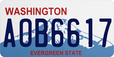 WA license plate AOB6617
