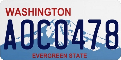 WA license plate AOC0478