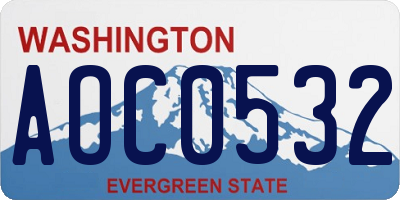 WA license plate AOC0532