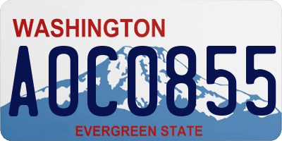 WA license plate AOC0855