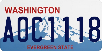 WA license plate AOC1118