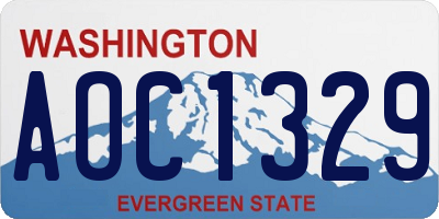 WA license plate AOC1329