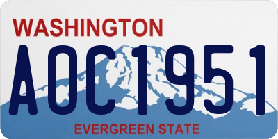 WA license plate AOC1951