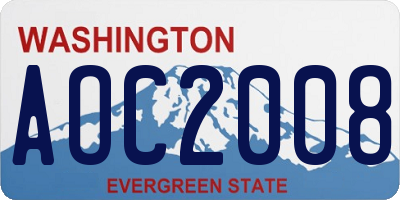 WA license plate AOC2008