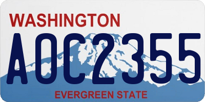 WA license plate AOC2355