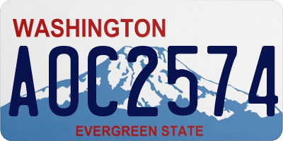 WA license plate AOC2574