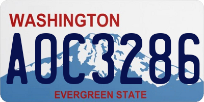 WA license plate AOC3286