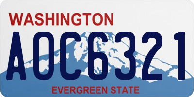 WA license plate AOC6321