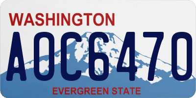 WA license plate AOC6470