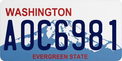 WA license plate AOC6981