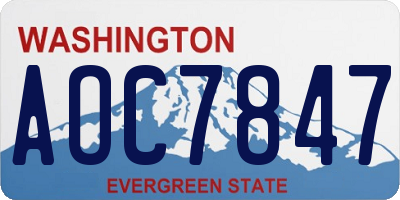 WA license plate AOC7847