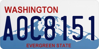 WA license plate AOC8151