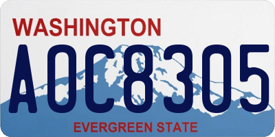 WA license plate AOC8305