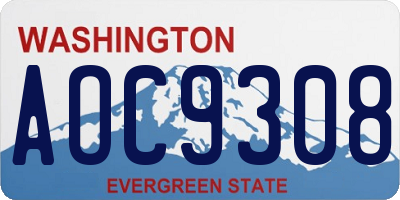 WA license plate AOC9308