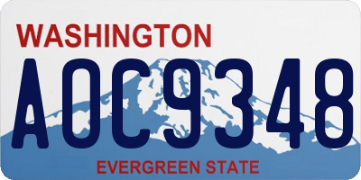 WA license plate AOC9348