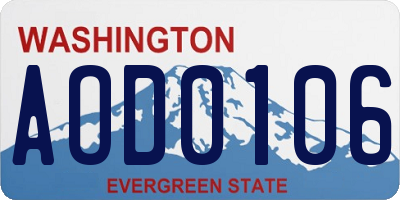 WA license plate AOD0106