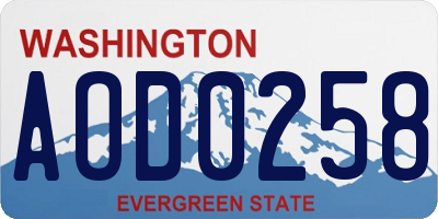 WA license plate AOD0258