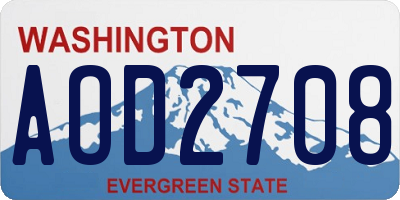 WA license plate AOD2708