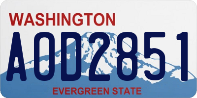 WA license plate AOD2851