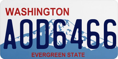 WA license plate AOD6466