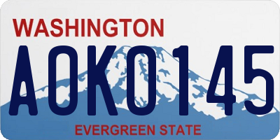 WA license plate AOKO145