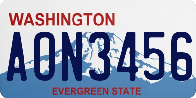 WA license plate AON3456