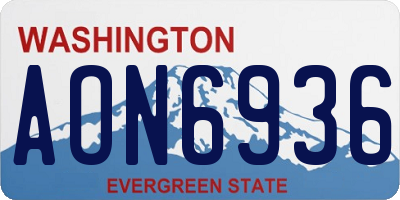 WA license plate AON6936