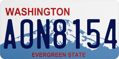 WA license plate AON8154