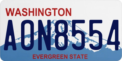 WA license plate AON8554