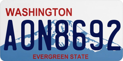 WA license plate AON8692