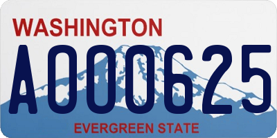 WA license plate AOO0625